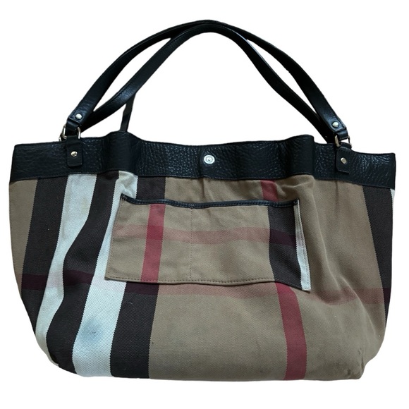 BURBERRY Maidstone Medium Leather and House Check Canvas Tote/Shoulder Bag - Picture 6 of 14